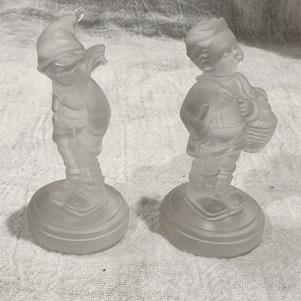 Vintage Hummel Goebel 2 Frosted Crystal Glass Figurines Vintage 1990's Germany